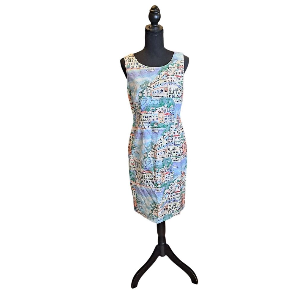 Talbots Scenic Village Shift Dress Coastal Seaside Vacation Women's Sz 4 Petite
